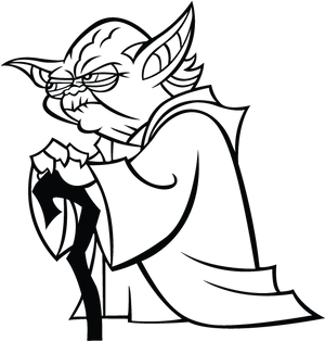 Yoda Contemplative Pose Line Art