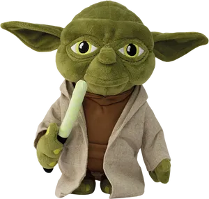 Yoda Plush Toywith Lightsaber PNG image