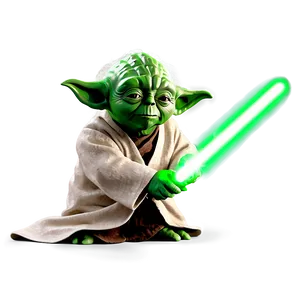 Yoda With Green Lightsaber PNG Abn