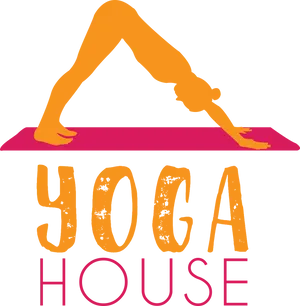 Yoga House Logowith Downward Dog Pose PNG image