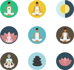 Yoga Meditation Icons Set PNG image