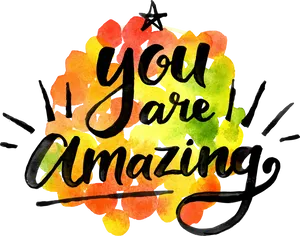 You Are Amazing Watercolor Message PNG image