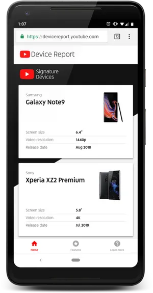 You Tube Device Report Smartphones Comparison PNG image