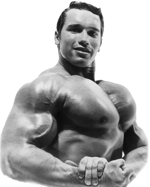 Young Arnold Schwarzenegger Bodybuilding Pose PNG image