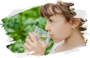 Young Girl Drinking Water Outdoors PNG image