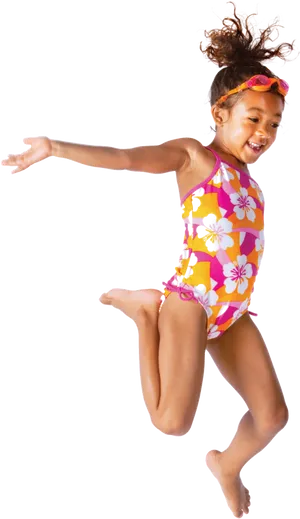 Young Girl Jumpingin Swimsuit PNG