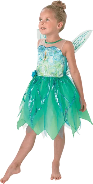 Young Girl Tinkerbell Costume PNG image