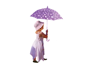 Young Girl With Polka Dot Umbrella