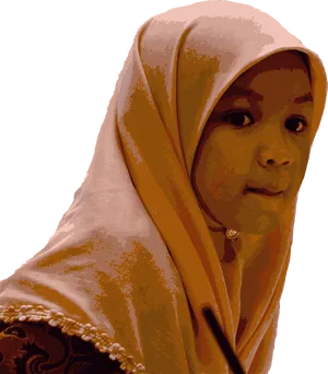 Young Girlin Orange Hijab PNG image