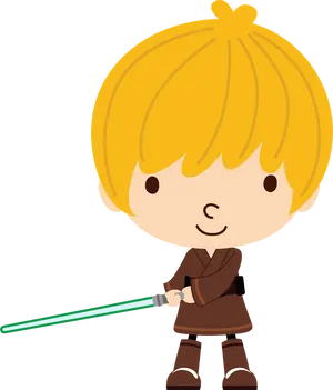 Young Jedi Cartoon Character PNG image