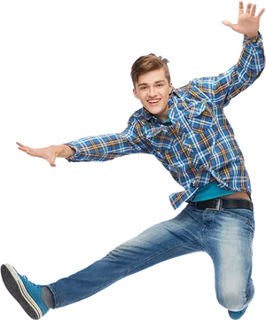 Young Man Jumping In Air PNG image