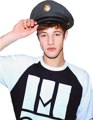Young Man Tipping Cap PNG image