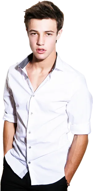 Young Manin White Shirt PNG image