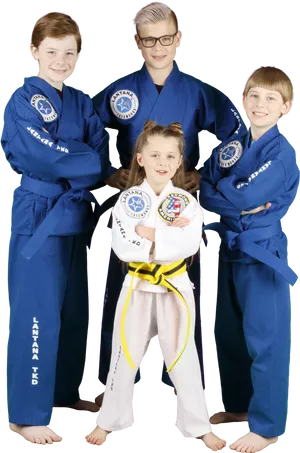 Young Martial Artists Group Pose PNG