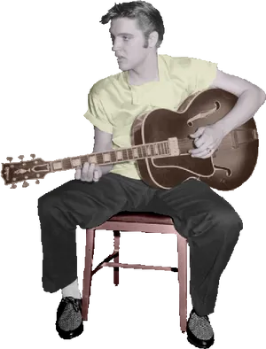 Young Musicianwith Guitar PNG image