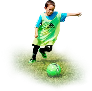 Young Player Kicking Soccer Ball PNG image