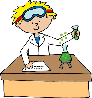 Young Scientist Conducting Experiment PNG image