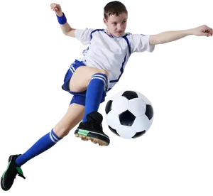 Youth Soccer Player Action Shot