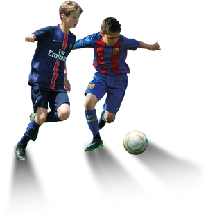 Youth Soccer Players Competingfor Ball