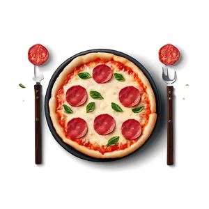 Yummy Pepperoni Pizza Top View Png Ump52 PNG image