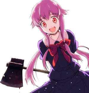 Yuno Gasai Anime Characterwith Axe PNG image