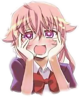 Yuno Gasai Anime Expression PNG image