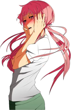 Yuno Gasai Blushing Anime Character PNG image