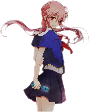 Yuno Gasai Pink Hair Red Eyes