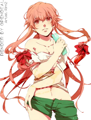 Yuno Gasai Pink Haired Anime Character PNG image