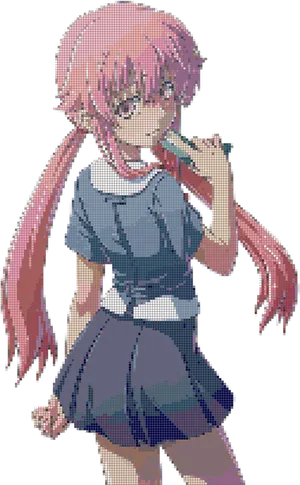 Yuno Gasai Pixel Art PNG image