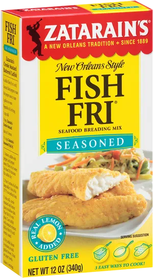 Zatarains Fish Fri Seasoning Mix Box PNG