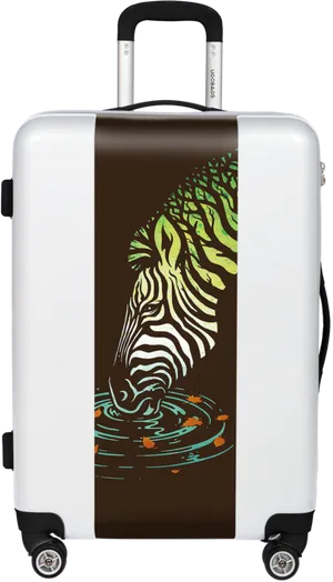 Zebra Themed Suitcase PNG image