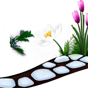 Zen Garden Flowers PNG Ves