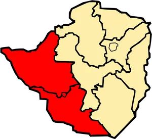 Zimbabwe Map Highlighting Mashonaland West Province PNG image