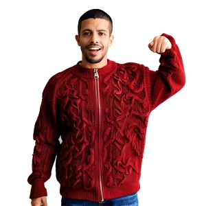 Zipped Red Sweater PNG 06292024