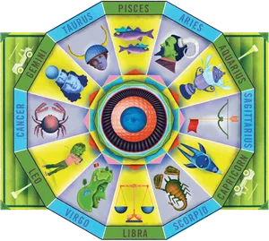 Zodiac Wheel Artwork PNG image