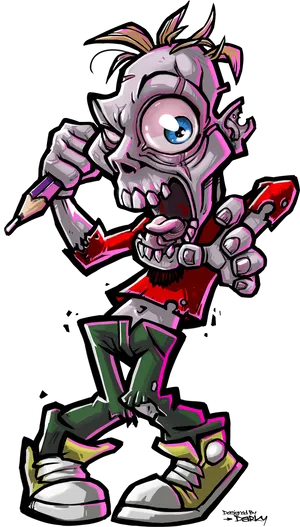 Zombie Artist Cartoon Character PNG image
