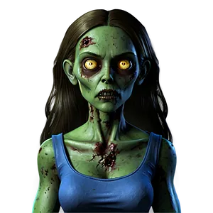 Zombie Girl Cartoon PNG Clr51 PNG