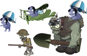 Zombie_ Soldiers_and_ Paratroopers PNG image