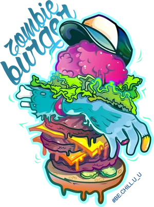 Zombie Themed Burger Illustration