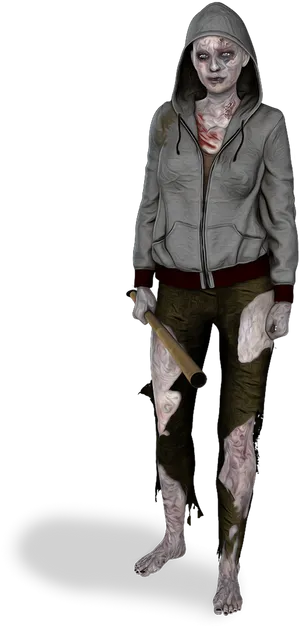 Zombie_with_ Baseball_ Bat PNG image