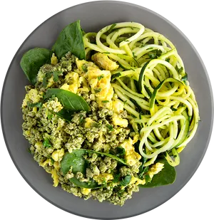 Zucchini Noodleswith Pestoand Eggs PNG